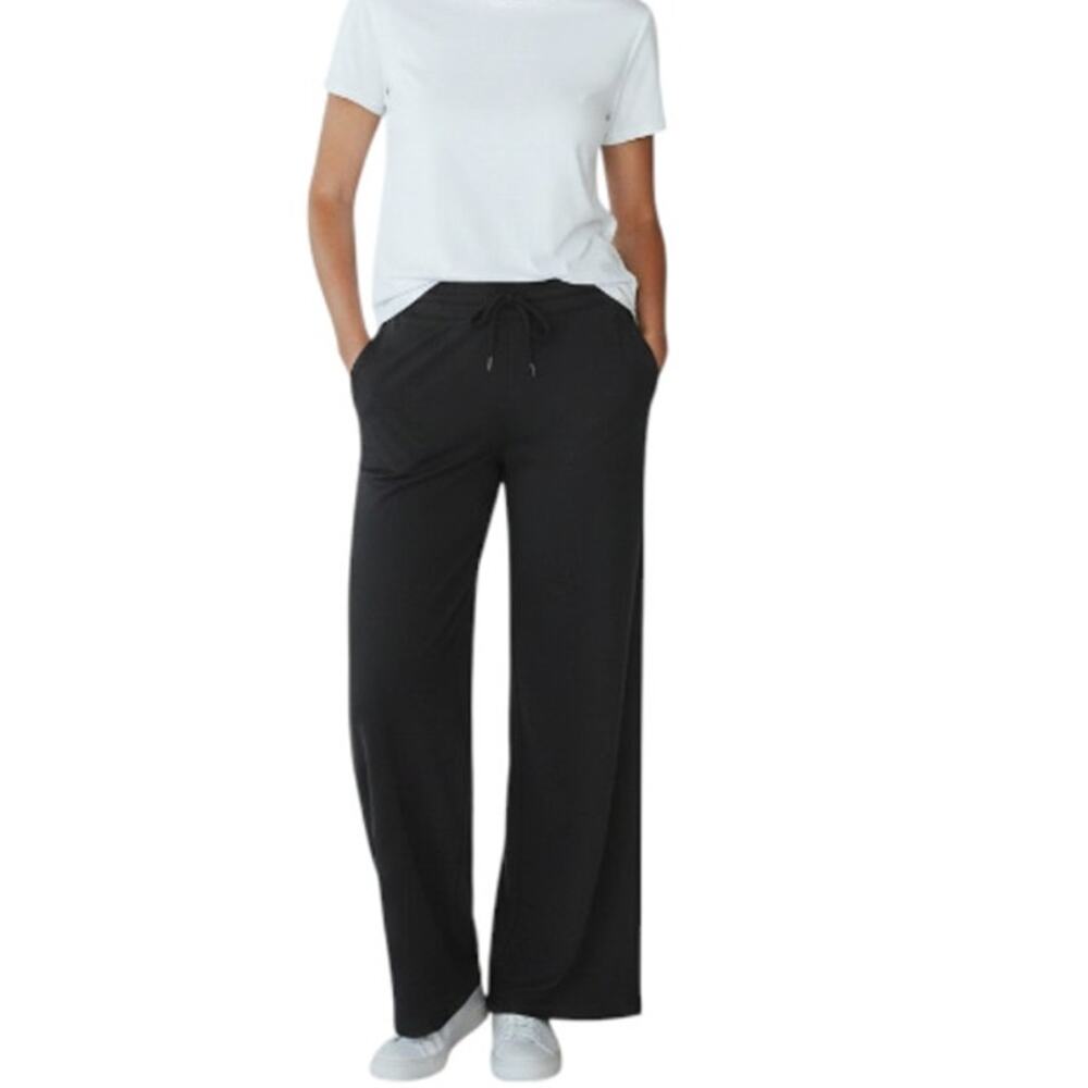 ATHLETA Seasoft Mid Rise Straight Pant Sz L Charcoal Versatile Everyday Comfort